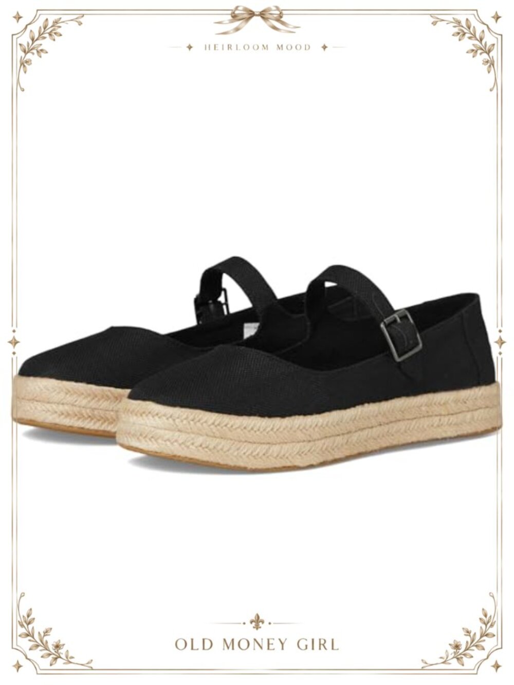 Canvas Mary Jane Flats with Buckle Closure and Cushioned Insole